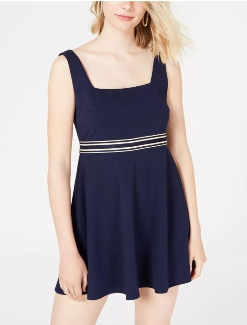 TEEZE ME Womens Navy Sleeveless Mini Fit + Flare Party Dress Juniors Size: 34