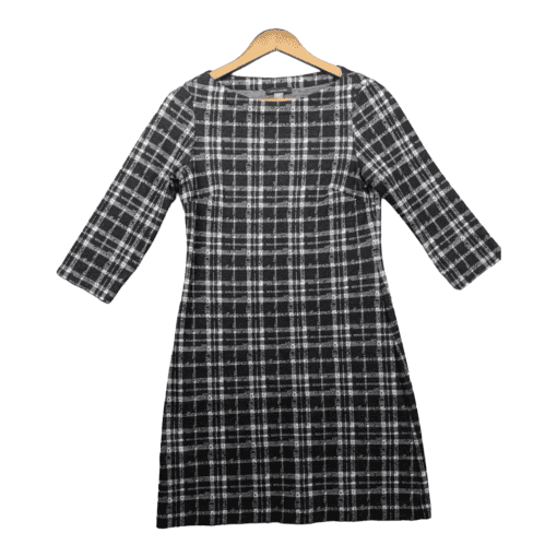 Tommy Hilfiger Dress Womens Black White Plaid Long Sleeve Sheath Mini/ look at the measurement in the photo