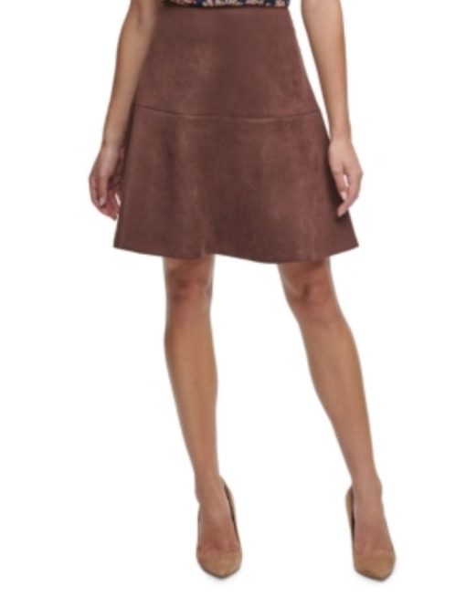 Tommy Hilfiger Brown Faux Suede Flared Skirt Size 16 - Women's Skirts