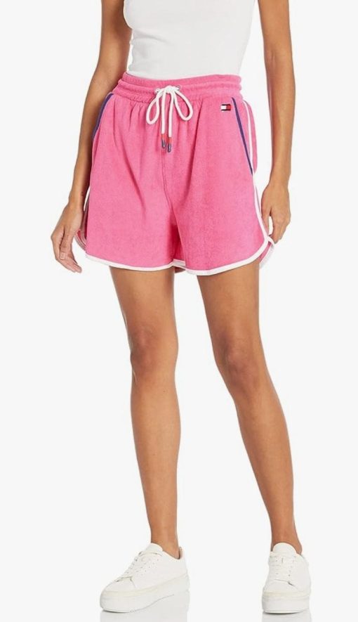 Tommy Hilfiger Pink Terry Cloth Shorts - Women's L - Athletic Shorts