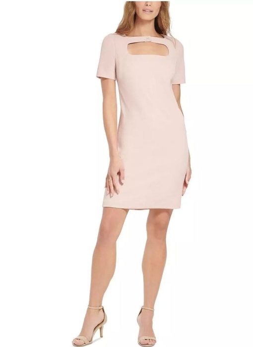 TOMMY HILFIGER WOMENS CUT-OUT MINI CREPE SHEATH DRESS 10