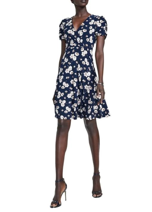 TOMMY HILFIGER WOMENS FLORAL PRINT ABOVE KNEE FIT & FLARE DRESS 2