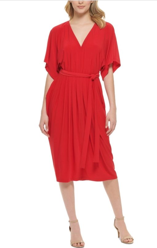 Tommy Hilfiger Womens Matte Jersey Pleated MIDI Dress 4