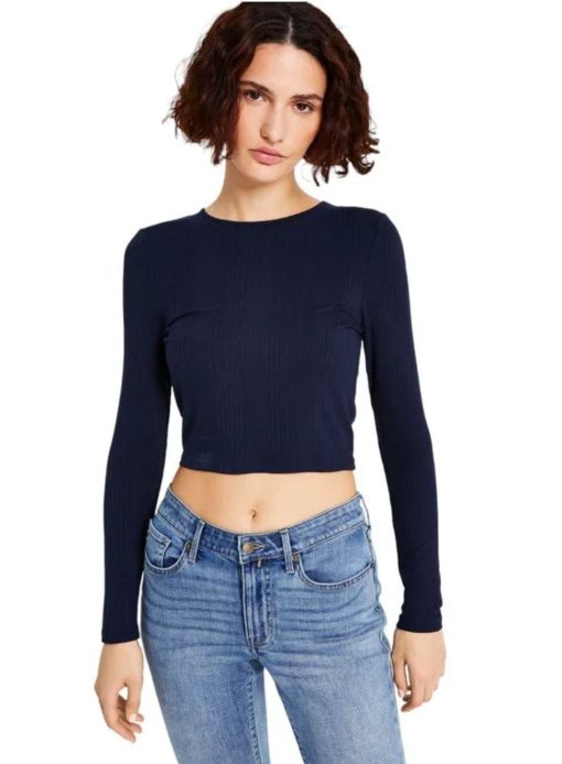 Tommy Jeans Women's Back-Cutout Ribbed Long-Sleeve Top M