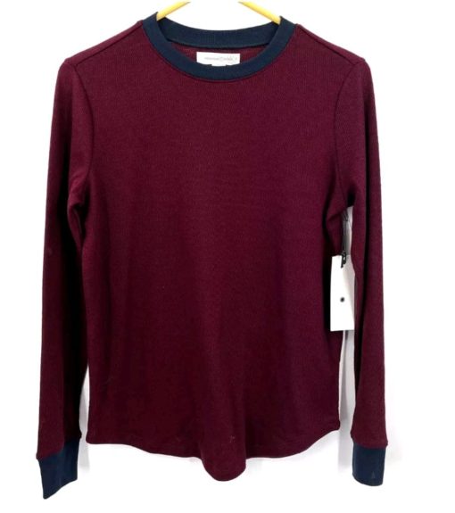 Treasure & Bond Long Sleeve Ringer T-Shirt in Maroon and Navy NWT Size XS