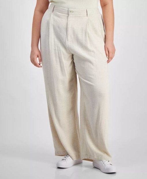 Trendy Plus Size Pleat-Front Wide-Leg Pant large