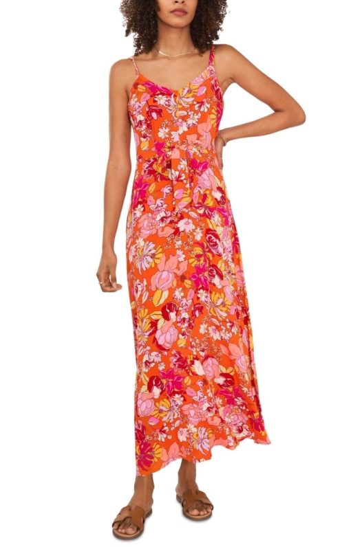 Vince Camuto Women's Floral-Print V-Neck Maxi Dress M