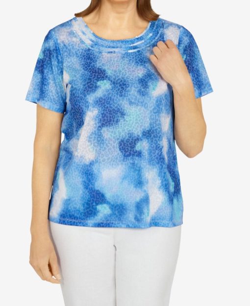 Women's Plus Alfred Dunner Tie Dye Knit Top, Blue 3XL