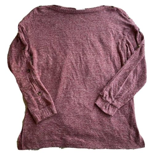 A New Day Burgundy Button Sleeve Top 1X - Women's Blouse