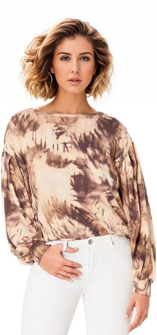 Zac & Rachel Women's Long Sleeve Printed Hacci Top 2X