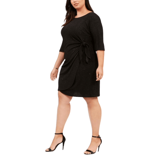 SIGNATURE Plus Black Knit Dress Plus Size 1X - Cocktail Dress