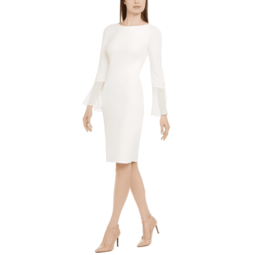 Calvin Klein Women's Long Flutter Sleeve Solid Shift Dress, 8 - Image 2