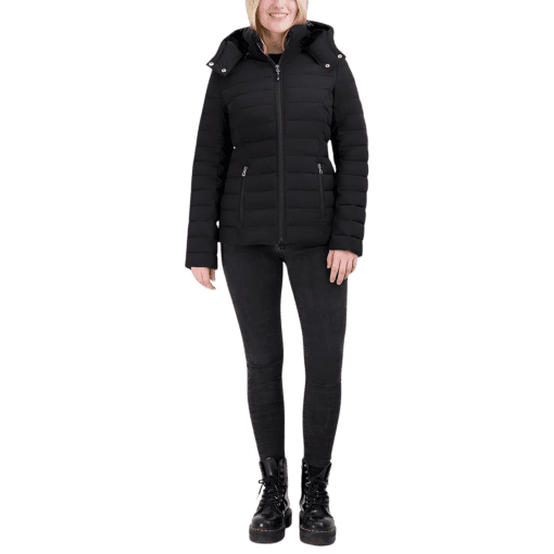 Nautica Women's Stretch Faux-Fur-Hooded Packable Puffer Coat - Black XL