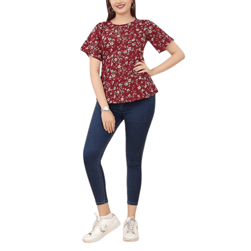 Style & Co Plus Size Printed V-Neck T-Shirt, red floral women 3X