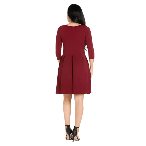 24seven Burgundy Fit & Flare Dress - Size M - Women's Dresses