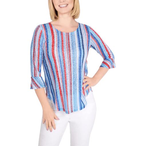 Blair Women's Ruby Rd® Candy Stripe Top - Blue - PXL - Petite