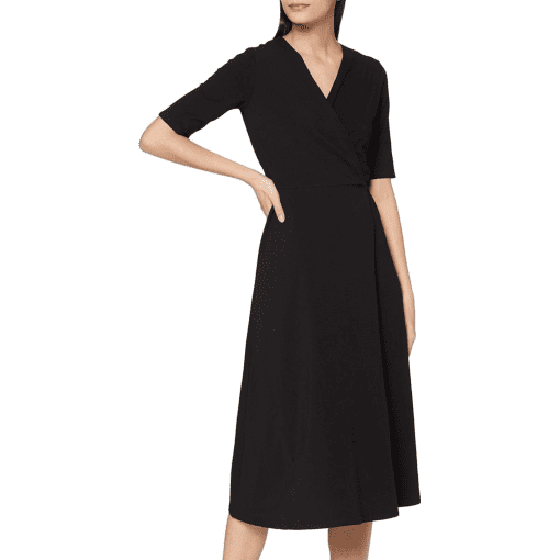 Womens MSK Solid Elbow Sleeve Surplice MIDI Dress XL