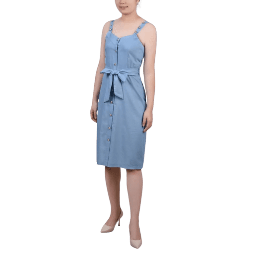 NY Collection Blue Petite Shirtdress - Knee Length - Women's Dresses