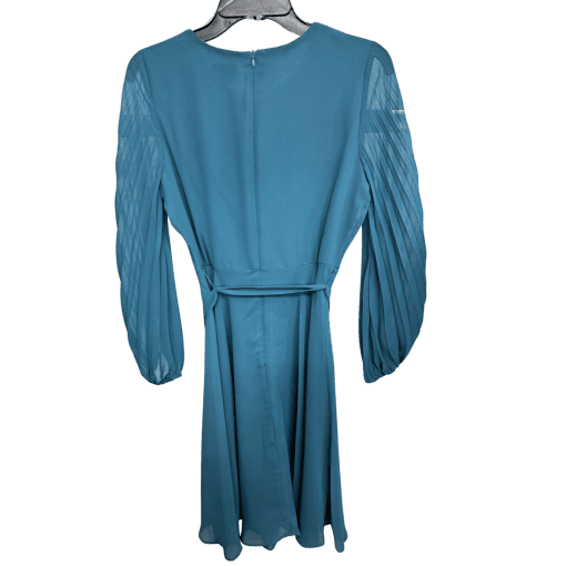 Maison Tara Teal Dress Size 6 Pleated Sleeve Cocktail Dress