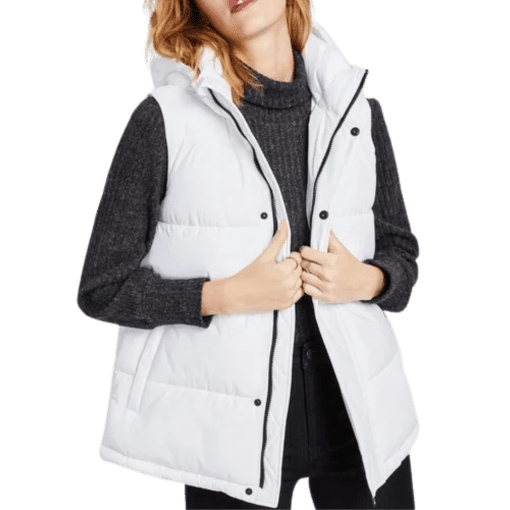 BCBGENERATion Women's Stretch Hooded Vest, Created Snowball XL