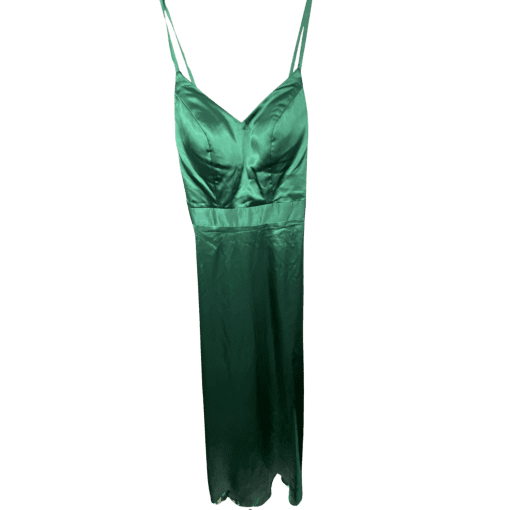 Milanoo Green Satin Midi Dress - Formal Wear - No Size