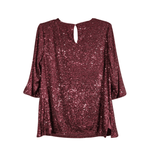 Alex Evenings Plus Size Sequin Cowl Neck Tunic - Wine Red 3X