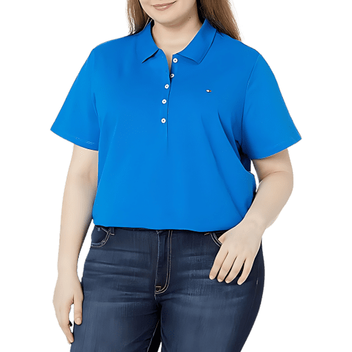 Tommy Hilfiger Plus Size Pique Polo Shirt, blue 3X