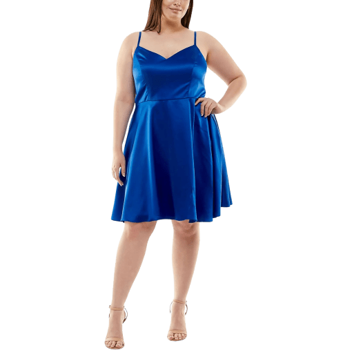 B. Darlin Womens Plus Satin Solid Cocktail and Party Dress blue 22W