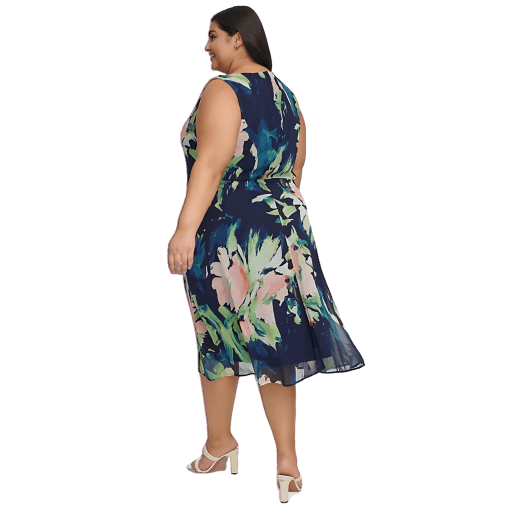 Dkny Plus Size Printed Side-Ruched Sleeveless Chiffon Dress Size 18W - Image 2