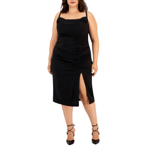 Emerald Jundae Plus Womens Ruched Drapey MIDI Dress 18