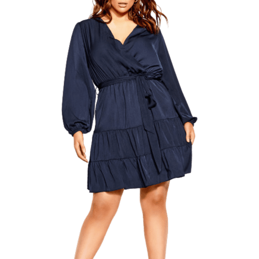 City Chic Women S Plus Size V-neckline Long Sleeves Pretty Tier Relaxed Fit Dress Size L