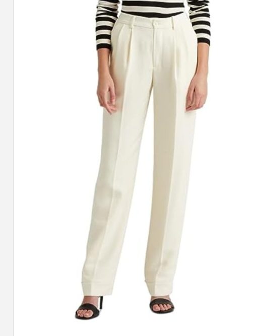 Lauren Ralph Lauren Ivory Pleated Pants Size 16 - Women's Trousers