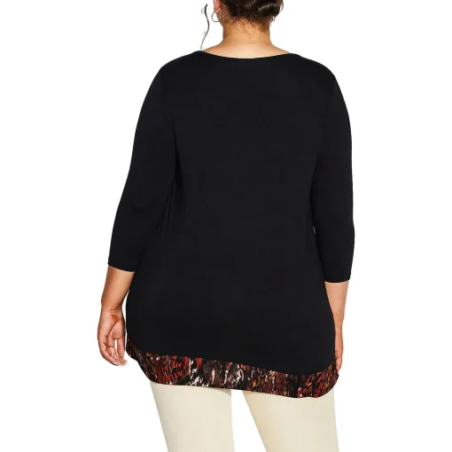 Avenue Plus Womens Layered Printed Tunic Top black 20 - Image 2