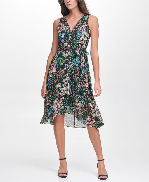 Tommy Hilfiger Floral Print Faux-Wrap Dress 10