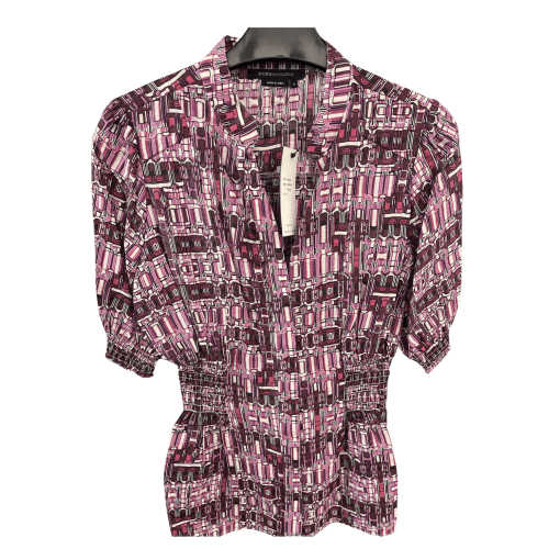 BCBGMAXAZRIA Purple Print Blouse Small - Women's Top