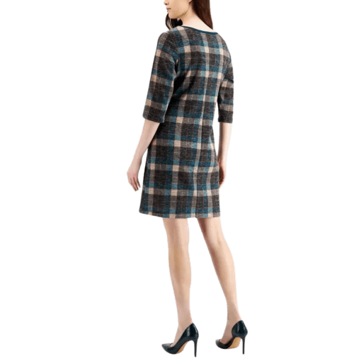 Connected APPAREL Womens Plaid Mini Sheath Dress Size 16 - Image 2