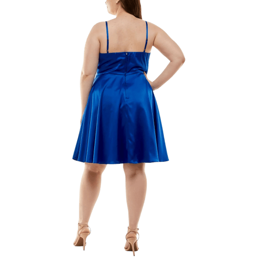 B. Darlin Womens Plus Satin Solid Cocktail and Party Dress blue 18W - Image 2