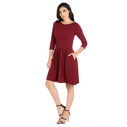 24seven Burgundy Fit & Flare Dress - Size M - Women's Dresses - Image 2