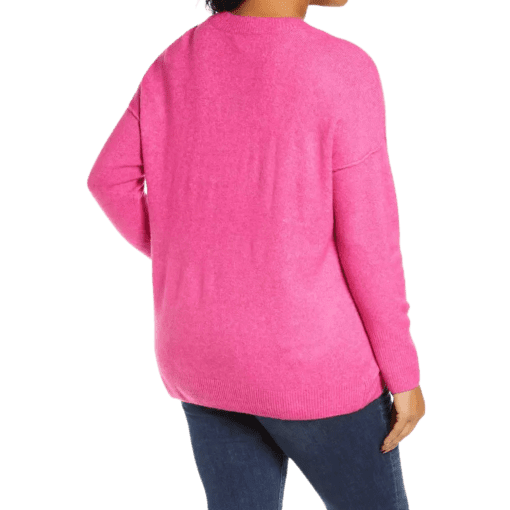 VINCE CAMUTO Plus Womens Ribbed Trim Knit Crewneck Sweater ROSE 2X - Image 2