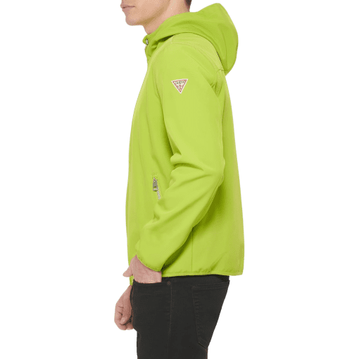 Guess Men's Neon Green Softshell Hooded Jacket - Size M - Image 3