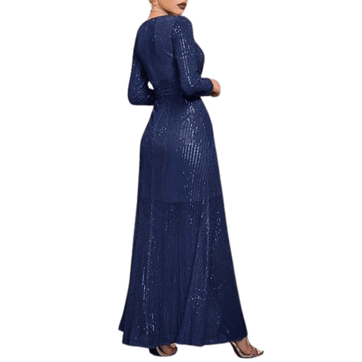 Night Way Navy Sequin Maxi Dress Size 4 - Evening Gown - Image 2