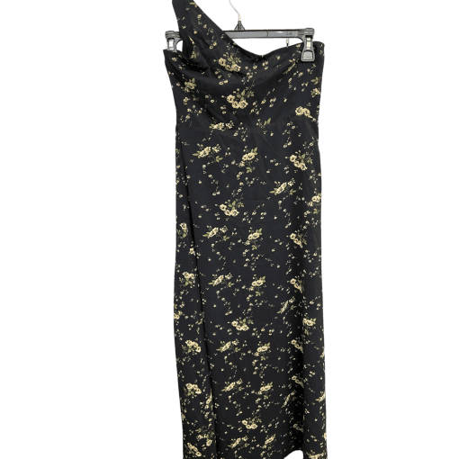 O.P.T Black Floral Maxi Dress S - One Shoulder Slit Gown - Image 2