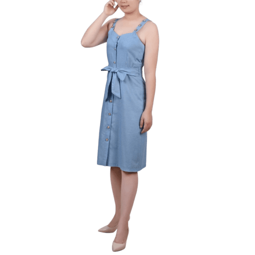 NY Collection Blue Petite Shirtdress - Knee Length - Women's Dresses - Image 2