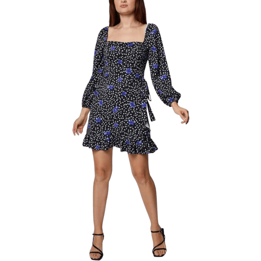 BCBGeneration Womens Floral Square Neck Mini Dress size 10