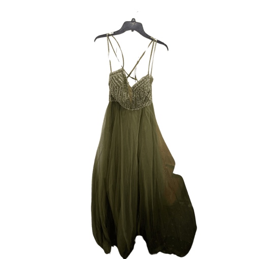 VIP GIRL Olive Green Embellished Prom Dress - Size S - Image 2