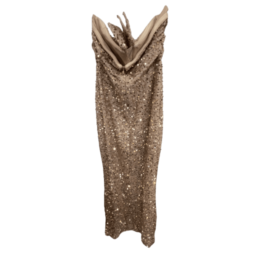 Miss ORD Champagne Sequin Maxi Dress - Size L - Party Dress - Image 2