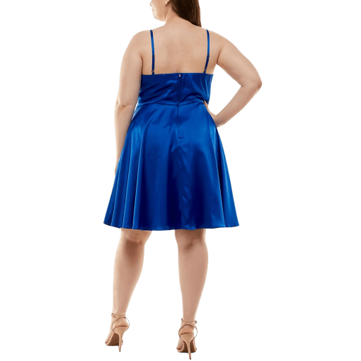 B. Darlin Womens Plus Satin Solid Cocktail and Party Dress blue 22W - Image 2