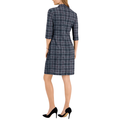 Connrctel Plaid Dress Gray 12 Women's Sheath Dress - Work Dress - Image 3