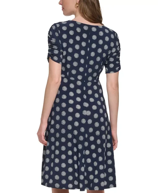 Tommy Hilfiger Petite Medallion-Print Fit & Flare Dress 8P - Image 2