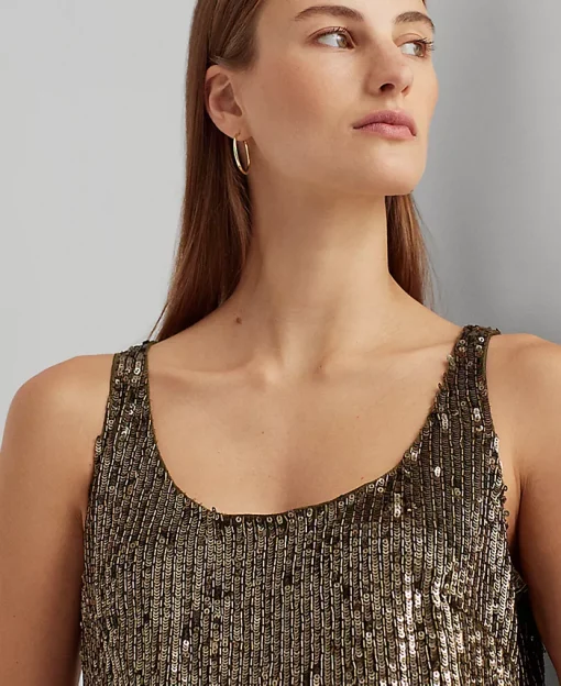 Lauren Womens Sequined Mini Cocktail and Party Dress  10 - Image 2